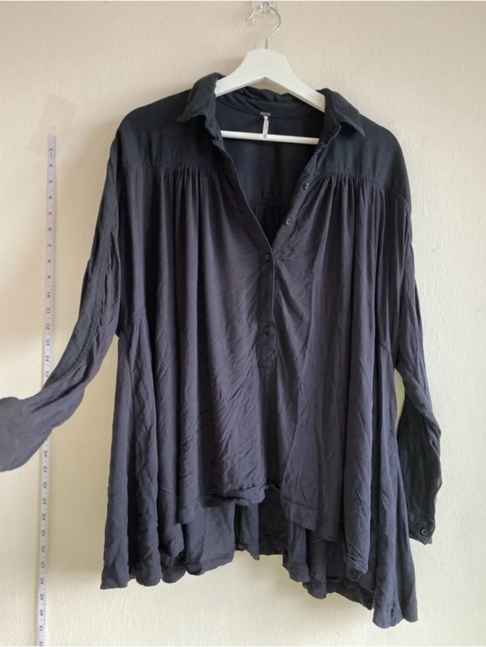 Free People Black Oversized Button-Down Tunic